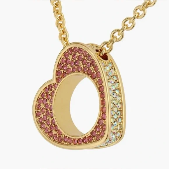 Kurt Geiger Crystal Pave Heart Necklace - Picture 3 of 4